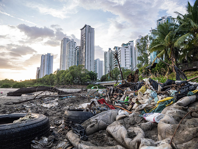 Panama Pollution on Beach Panama Pollution on Beach